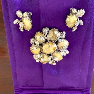 1970’s Vintage Brooch Pin and Matching Earrings